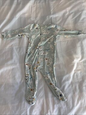 Light Blue Arctic Animal Print Footed One-Piece Pajamas